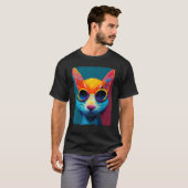 Colorful Cat With Glasses Tシャツ (正面フル)