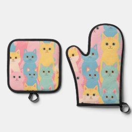 colorful cats 鍋つかみ&鍋敷きセット