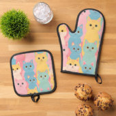 colorful cats 鍋つかみ&鍋敷きセット (トップダウン)