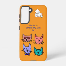 Colorful Cats Galaxy Case – Orange, Cat Quote Samsung Galaxy S21ケース