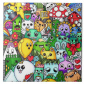 Colorful character doodle drawings タイル (正面)