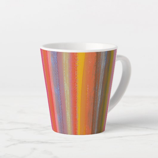 Colorful Charcoal Boho Stripes カフェラテマグ (右アングル)