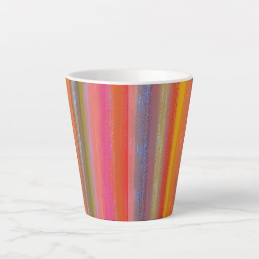 Colorful Charcoal Boho Stripes カフェラテマグ (正面)
