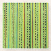 Colorful Chartreuse Green Pattern ガラスコースター (正面)