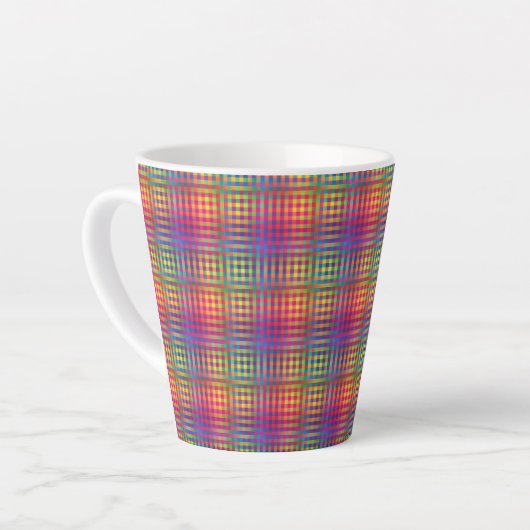 Colorful Checker Abstract Pattern カフェラテマグ (左アングル)