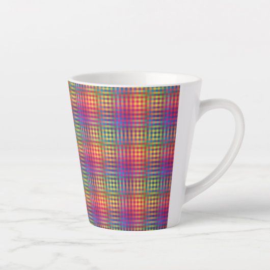 Colorful Checker Abstract Pattern カフェラテマグ (右)