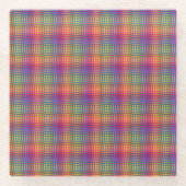 Colorful Checker Abstract Pattern ガラスコースター (正面)