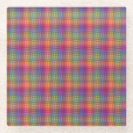 Colorful Checker Abstract Pattern ガラスコースター