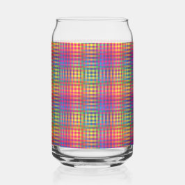 Colorful Checker Abstract Pattern ガラス缶