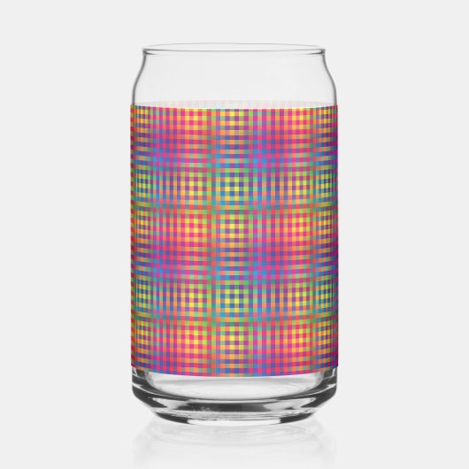 Colorful Checker Abstract Pattern ガラス缶 (正面)