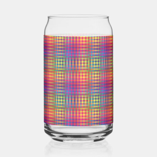 Colorful Checker Abstract Pattern ガラス缶 (左)