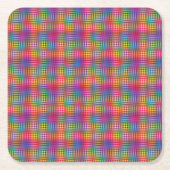 Colorful Checker Abstract Pattern スクエアペーパーコースター (正面)