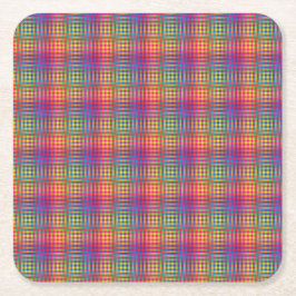 Colorful Checker Abstract Pattern スクエアペーパーコースター