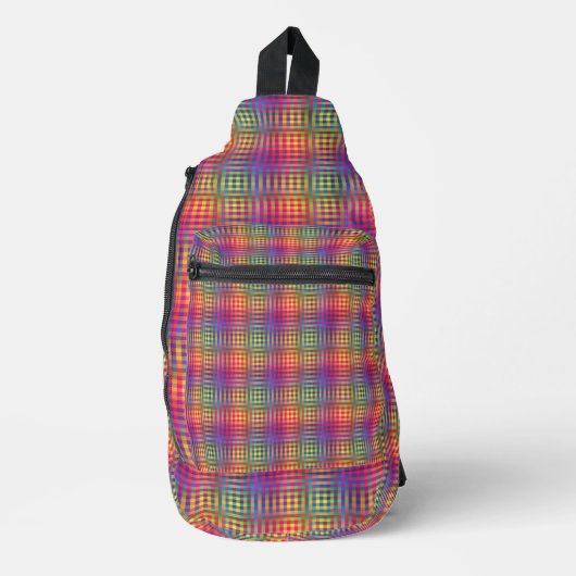 Colorful Checker Abstract Pattern スリングバッグ (正面)