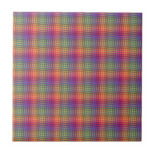 Colorful Checker Abstract Pattern タイル (正面)