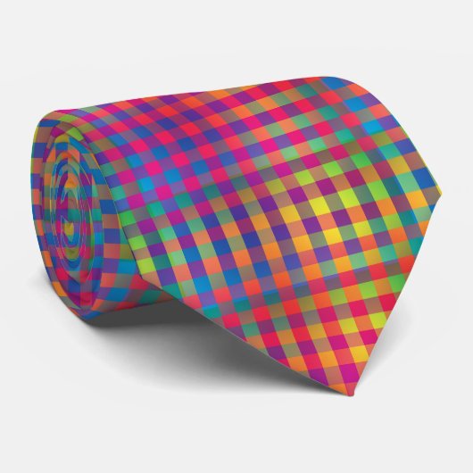 Colorful Checker Abstract Pattern ネクタイ (ロール)
