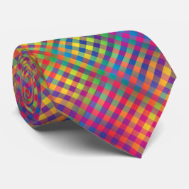 Colorful Checker Abstract Pattern ネクタイ