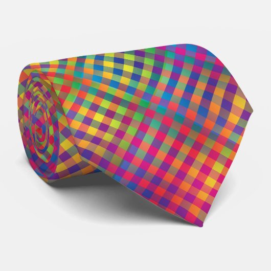 Colorful Checker Abstract Pattern ネクタイ (ロール)