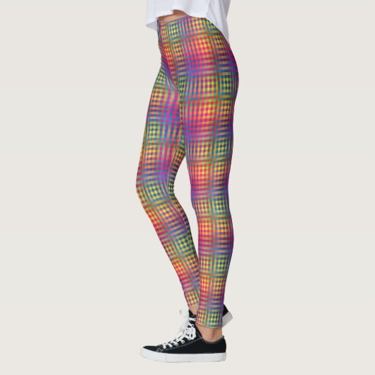 Colorful Checker Abstract Pattern レギンス (左)