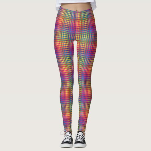 Colorful Checker Abstract Pattern レギンス (正面)