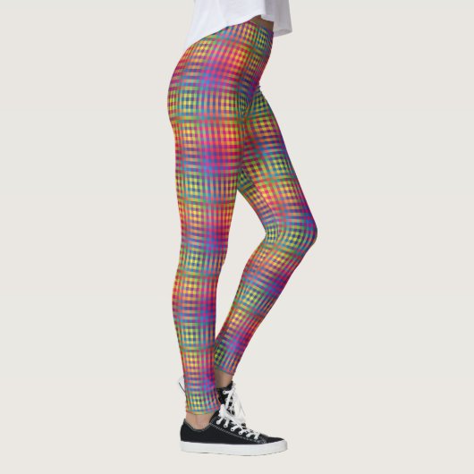 Colorful Checker Abstract Pattern レギンス (右)