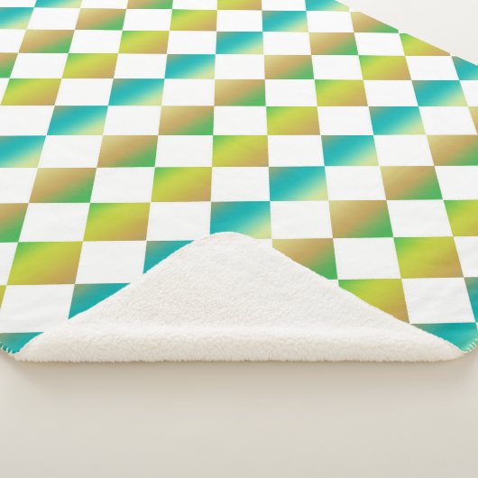Colorful Checker Diamond Pattern シェルパブランケット (3/4)