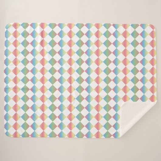 Colorful Checker Diamond Pattern シェルパブランケット (正面(横))