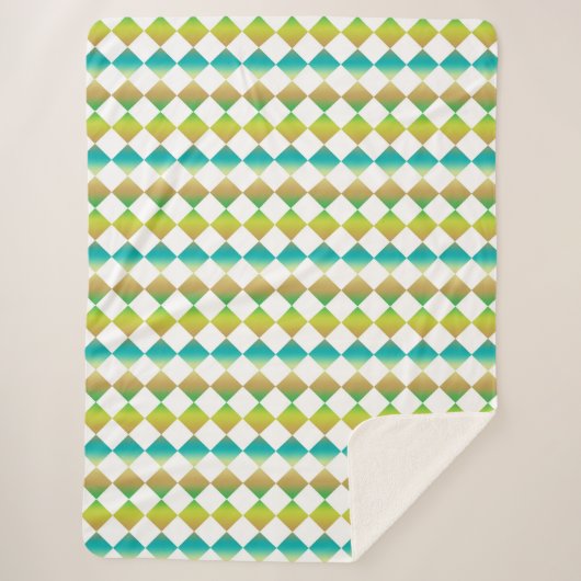 Colorful Checker Diamond Pattern シェルパブランケット (正面)