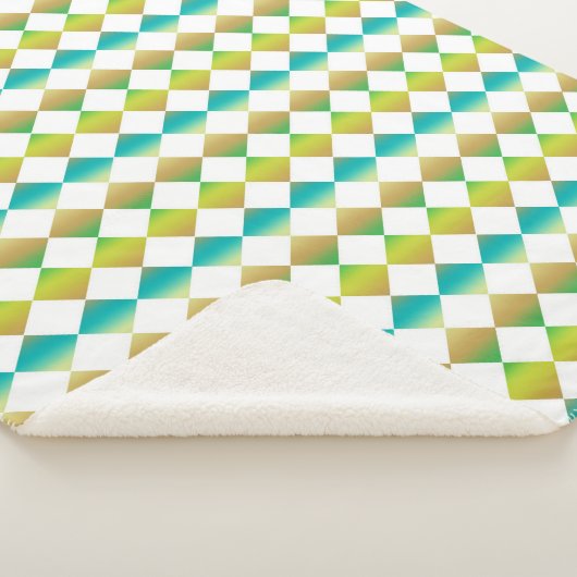 Colorful Checker Diamond Pattern シェルパブランケット (3/4)