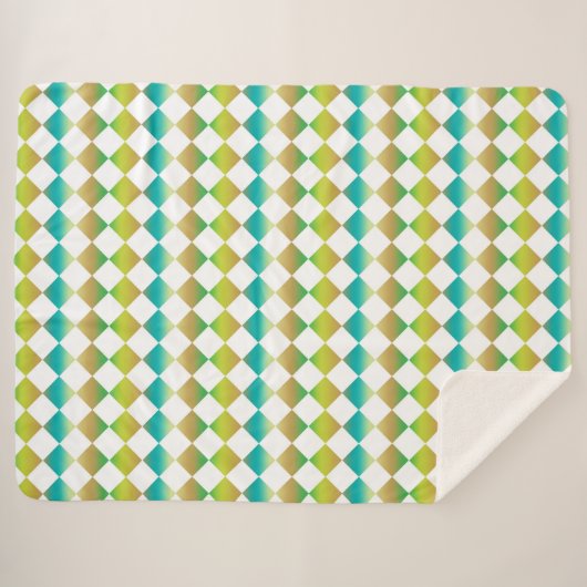 Colorful Checker Diamond Pattern シェルパブランケット (正面(横))
