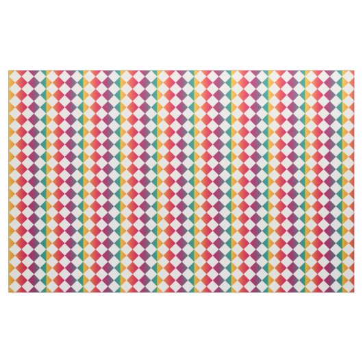 Colorful Checker Diamond Pattern ファブリック (ファットクウォーター)