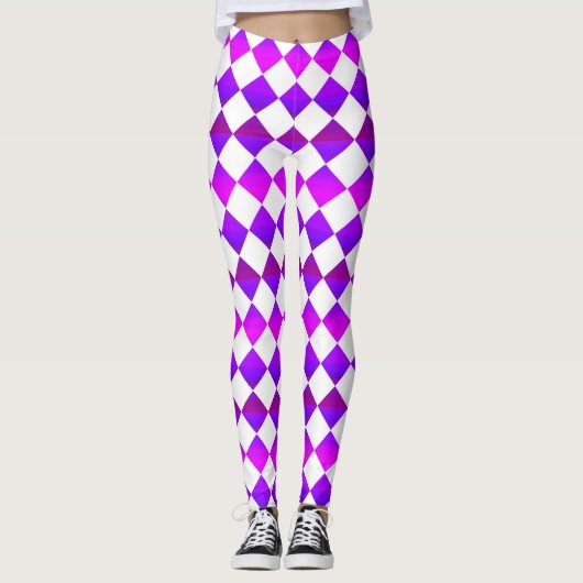 Colorful Checker Diamond Pattern レギンス (正面)