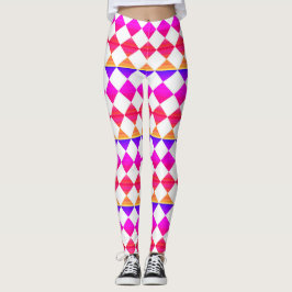 Colorful Checker Diamond Pattern レギンス