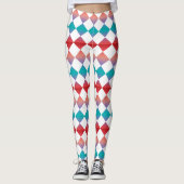 Colorful Checker Diamond Pattern レギンス (正面)