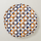 Colorful Checker Diamond Plaid Pattern ラウンドクッション (裏面)