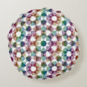 Colorful Checker Diamond Plaid Pattern ラウンドクッション (裏面)