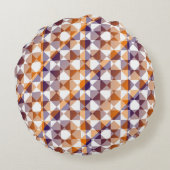 Colorful Checker Diamond Plaid Pattern ラウンドクッション (裏面)