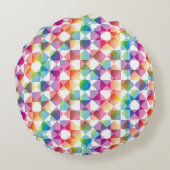 Colorful Checker Diamond Plaid Pattern ラウンドクッション (裏面)