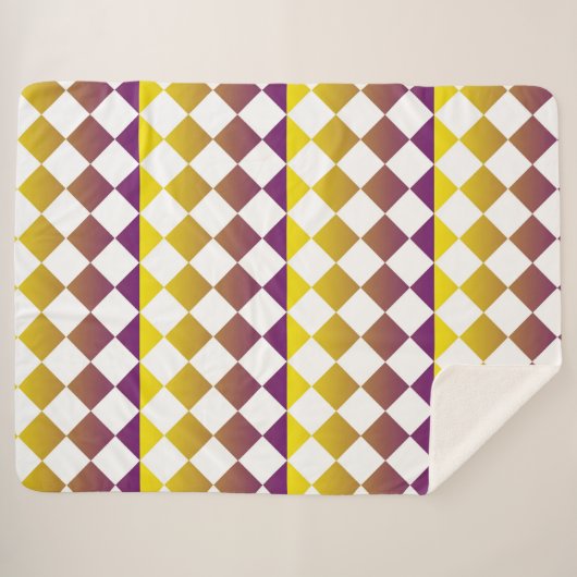Colorful Checker Diamond Plaid Seamless Pattern シェルパブランケット (正面(横))