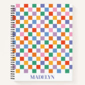 colorful checkered pattern custom monogram name  ノートブック (正面)