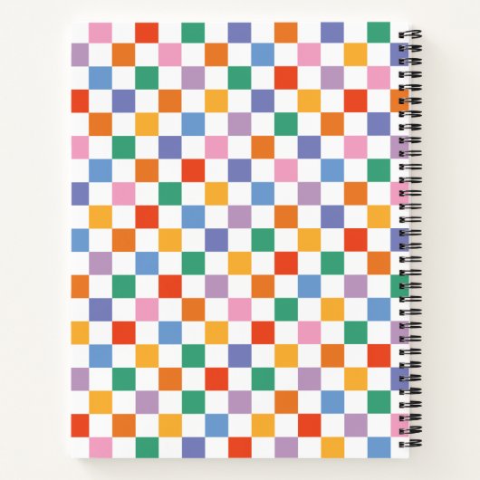 colorful checkered pattern custom monogram name  ノートブック (裏面)