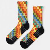 Colorful Checks Orange Red Spotted Newt Inspo ソックス (左)