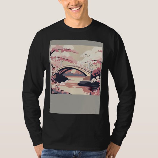Colorful Cherry Blossom Bridge Vibrant Tシャツ (正面)
