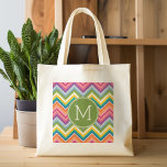 Colorful Chevron Pattern with Monogram トートバッグ<br><div class="desc">A bright and trendy design for your electronic device. If you need to make adjustments to your initials or to the art,  click on the customize button to make changes.</div>