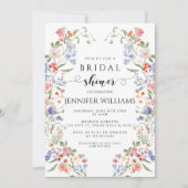 Colorful Chic Wildflower Wreath Bridal Shower 招待状 (正面)