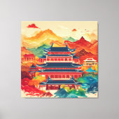 Colorful China temple AI art  キャンバスプリント (正面)
