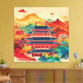Colorful China temple AI art  キャンバスプリント (インサイチュ (リビング))