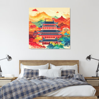 Colorful China temple AI art  キャンバスプリント