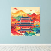 Colorful China temple AI art  キャンバスプリント (インサイチュ (ウッドフロア))