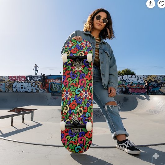 Colorful Chinese Floral Skateboard スケートボード